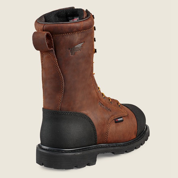 Red Wing Safety Bot Erkek - Truwelt - 10-Inch Insulated Waterproof Toe Metguard - Kahverengi/Siyah -